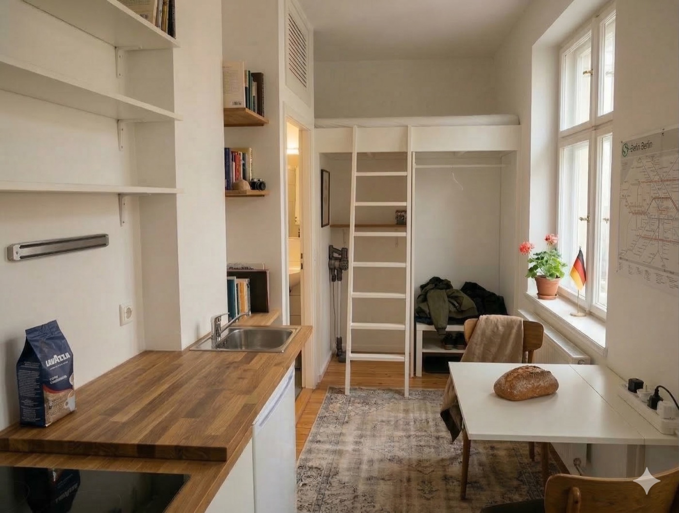 The same apartment, empty